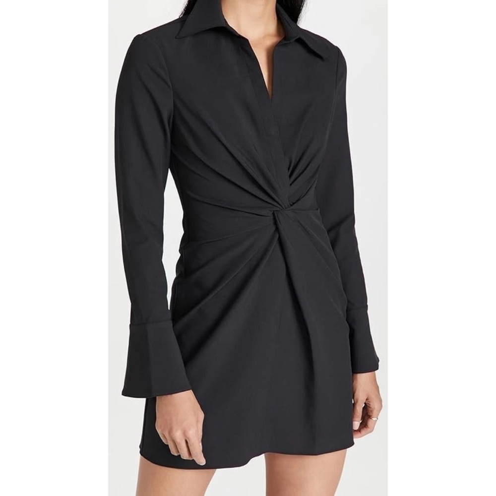 $365 Cinq à Sept Women's McKenna Dress Long Sleeve Collar V Neck Black 10 - Picture 2 of 12